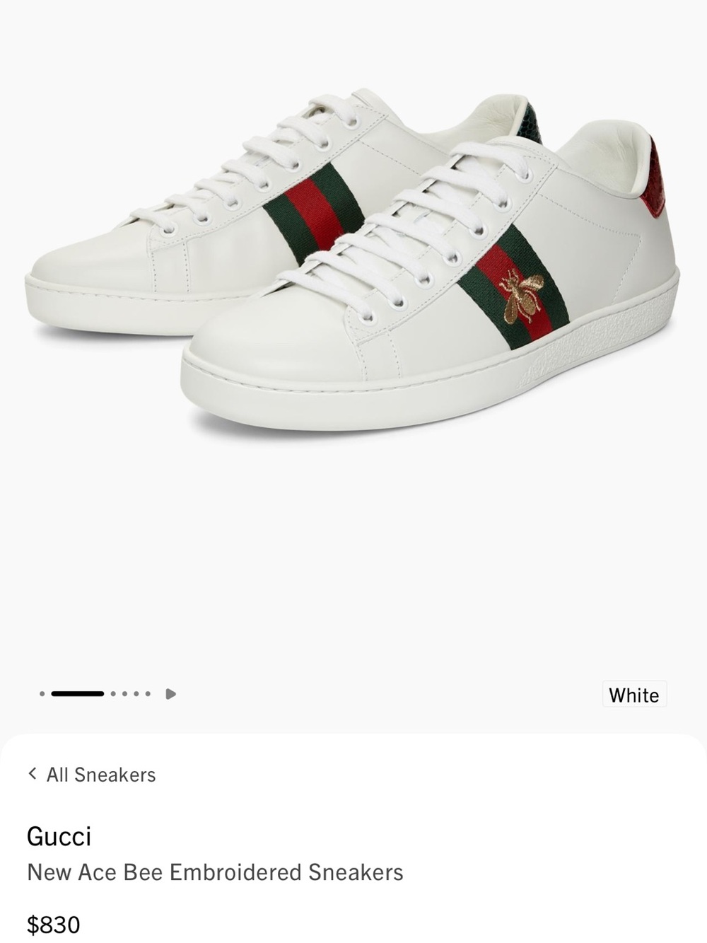 GUCCI Ace Bee Embroidered Sneakers (NEW with Dust bags & box)